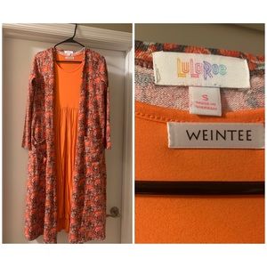 Lularoe Sarah Cardigan and Weintee Orange dress combo